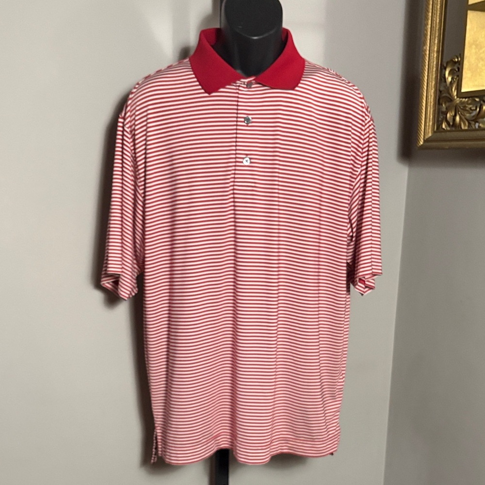 FootJoy Medium ProDry Lisle Red White Striped Polo Shirt Quick Dry Performance